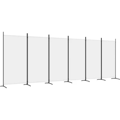 Image of vidaXL 6 Panel Room Divider White 520x180 cm Fabric