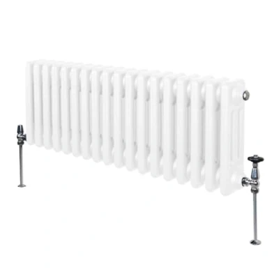 Image of Traditional 3 Column Radiator 300mm x 832mm Modern Central Heating Heater Gloss White Carbon Steel Horizontal Wall Mounted Kitchen Living Room Bathroom Cleaning Brush Fixing Kit &amp; Brackets