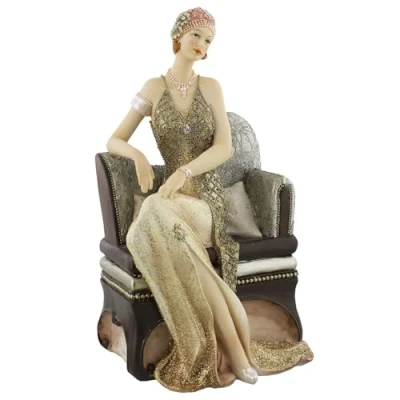 Image of Juliana Broadway Belles Gold Glitter Figurine Sat On Chaise Lounge Valerie