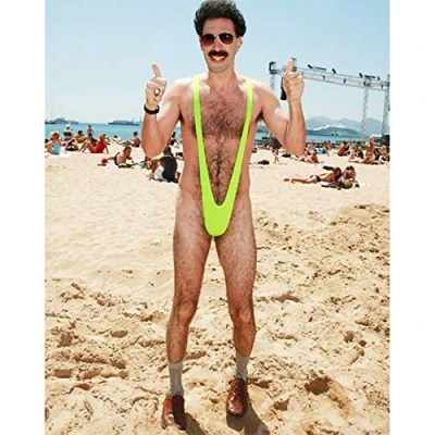 Image of Manchester City F.C. Lime Green Borat Mankini ManThong Swimming Stag Do Fancy Dress Costume Joke Gift Secret Santa