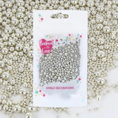 Image of Silver Pearl Sprinkles By Baked With Love 75g Sugar Cake Sprinkles, Edible Decorations, Balls For Cupcakes