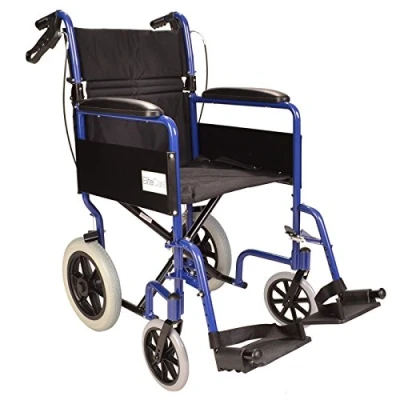 Image of Lightweight Aluminium Folding Transit Travel Wheelchair with handbrakes Weighs only 11kg ECTR01