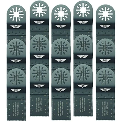 Image of 15 x 35mm TopsTools UN35F_15 Wood Cutting Blades Compatible with Bosch Fein (Non StarLock) Makita Milwaukee Einhell Ergotools Hitachi Parkside Ryobi Worx Workzone Multitool Multi Tool Accessories