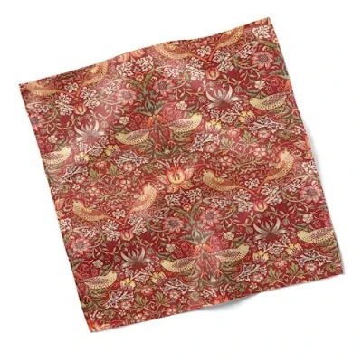 Image of Harrison Cropper William Morris Strawberry Thief Design Fabric Napkin Set of 4 (Crimson)