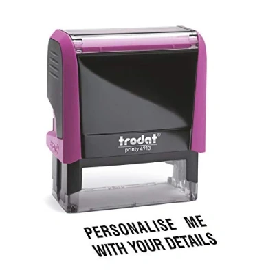Image of Trodat Printy 4913 Personalised Custom Office, Business and Teacher Stamp Allows Up to 6 Lines of Text Impression Size 57 x 21 mm Self Inking with 5 Ink Pad Colours Choose from