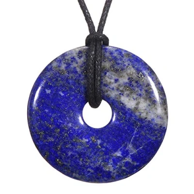 Image of Morella Women&#039;s Necklace 31.5 inch 80 cm Gemstone Donut gem Pendant Lapis Lazuli in a Velvet Bag