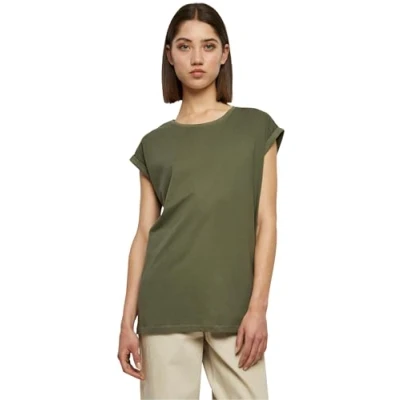 Image of Urban Classics Extended Shoulder Basic Tshirt, Women&#039;s, Size: Large, Olive
