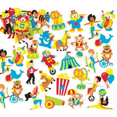 Image of Baker Ross AR346 Circus Foam Stickers (Pack of 120) for Kids To Decorate, Arts, Crafts, Cards &amp; Scrapbooking