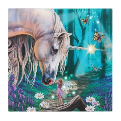 Image of Enchanting Multicolor Fairy Whispers Light Up Canvas Plaque by Lisa Parker 30cm x (1 Pc.) Mystical Art Piece Unique Illumination Feature Perfect Home Decor