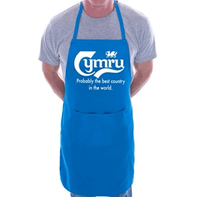 Image of Print4U Cymru Wales Best Country BBQ Cooking Funny Novelty Apron Blue