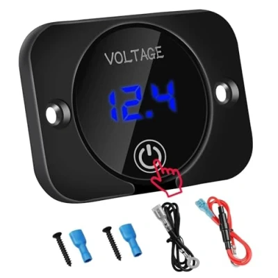 Image of Linkstyle Battery Voltage Gauge, DC 24V 12V Volt Meter, Digital Display Meter 12V, Waterproof Voltmeter with Touch Switch