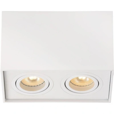 Image of Tube Modern Rectangle Surface Mounted Ceiling Spotlight 2xGU10 White