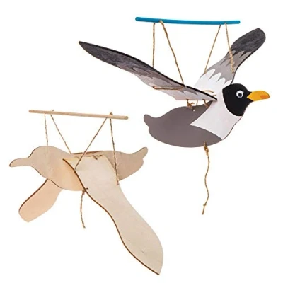 Image of Baker Ross AW446 Seagull Wooden Puppet Kits (Pack of 3)