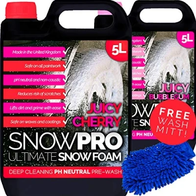 Image of SnowPro Cherry Snow Foam Shampoo pH Neutral 5L with Bubblegum and Car Wash Mitt
