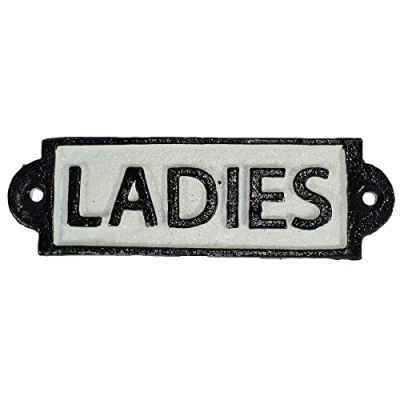 Image of Ladies Toilet Cast Iron Sign Plaque Door Wall Fence Post Cafe Shop Pub Hotel Bar