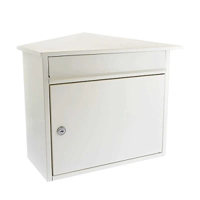 Image of Burg Wachter MB15 Mersey Large Wall Mounted Galvanised Steel Post Box , White, 36x35x20cm