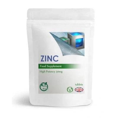 Image of Zinc Citrate 50mg Tablets (Vegan) Immune Function, Fertility, Healthy Bones, Vision, Hair, Nails and Skin (Pack of 180)