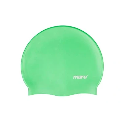 Image of MARU Swimming Hat, 100% Silicone Swim Cap, Unisex Adult Lightweight Caps for Men and Women, Comfortable Durable Hats Designed in the UK (Green, One Size)