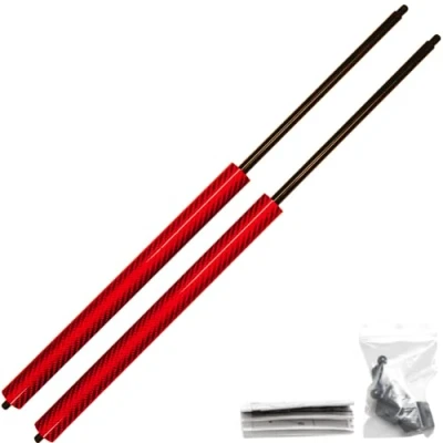 Image of JINGLINGKJ Hood Struts for 2007 2016 Lancer Evolution X EVO 10 CZ4A Front Bonnet Gas Dampers Lift Supports Modify No Drilling TWO YEARS WARRANTY (Red Carbon Fiber)