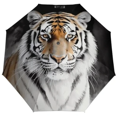 Image of LFDSYEOQ Windproof Umbrella,A Tiger Lightweight Folding Umbrella, Small Automatic Travel Umbrella with Cover