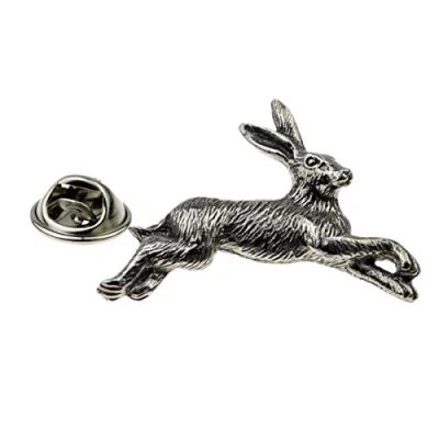 Image of GIFTSEARCH Hare English Pewter Lapel Pin Badge (XWTP107)