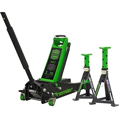 Image of Sealey Premier Trolley Jack 3tonne &amp; Axle Stands (Pair) per Stand Combo