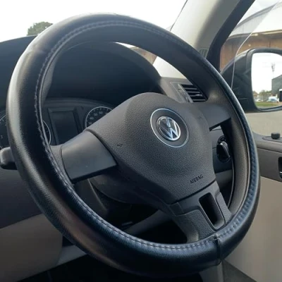 Image of HEYNER Steering Wheel Cover For VW Transporter Van Black Leather Look 37 39cm H603100
