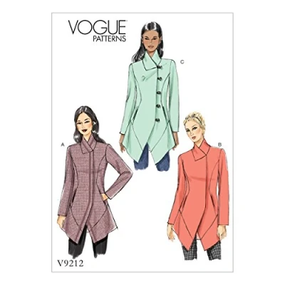 Image of Vogue Patterns 9212 E5,Misses Jacket,Sizes 14 22, Tissue, Multicoloured, 15 x 0.5 22 cm