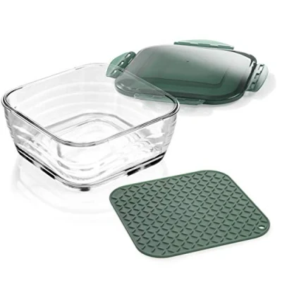Image of Genius Nicer Dicer Chef Glass Bowl includes Lid &amp; Silicone Mat, Combi Set