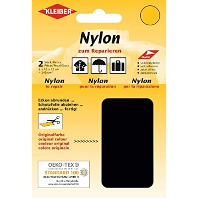 Image of Kleiber Self Adhesive Waterproof Nylon Repair Patches, Black, 12 x 10 centimeters