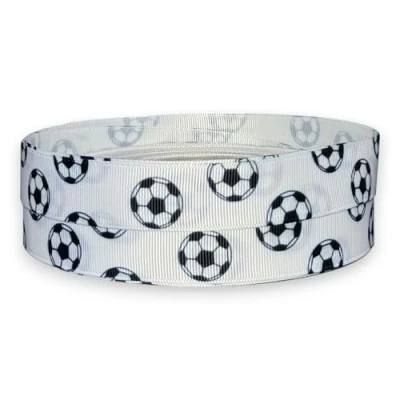Image of White Football 2m x 22mm Wide for Personalised Birthday Cake Decoration Ribbon &amp; Decorating Ideas Present Gift Wrap Bows Toppers or Wrapping Bags Box Balloon String Cards Art Craft …