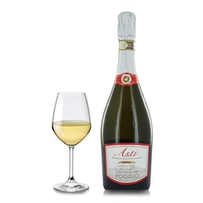 Image of Castello Del Poggio Asti Spumante DOCG Italian Sparkling Sweet Wine from Asti, Italy Made 100% Moscato Bianco Grapes 75cl / 750ml, 7.0% ABV