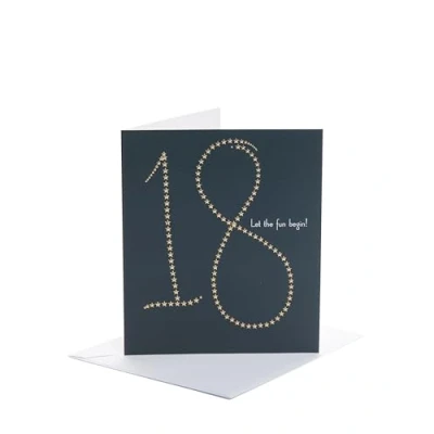 Image of UK Greetings 18th Birthday Card for Him/Her/Friend Gold Foil Stars Design, white, 159mm x 184mm