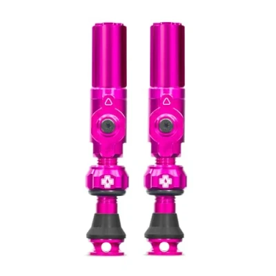 Image of Muc Off Big Bore Hybrid Tubeless Valves, Pink 30mm Precision Engineered Dust Caps for Bikes with Revolutionary Airflow Technology Schrader Valve MTB/Road/Gravel