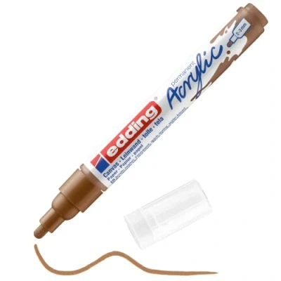 Image of edding 5100 acrylic marker medium hazel 1 waterproof paint round nib 2 3mm pen for drawing on canvas, art paper and wood markers pebbles
