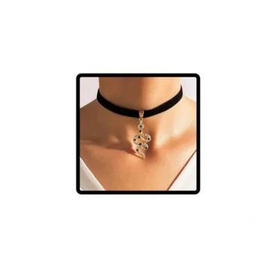 Image of Cubahop Black Flannel Choker Necklaces Snake Collar Necklace Chain Jewelry for Women and Girls (Gold)