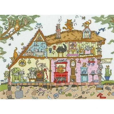 Image of Bothy Threads Counted Cross Stitch Kit Cat Cottage