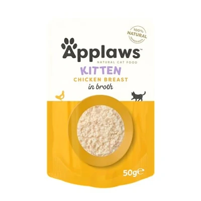 Image of Applaws Natural Kitten Wet Food, Chicken Breast in Broth 50g Pouch (12x50g Pack)