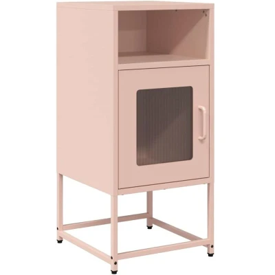 Image of vidaXL Pink Bedside Cabinet 36x39x78 cm Cold Rolled Steel Nightstand/Storage Unit for Bedroom/Living Room