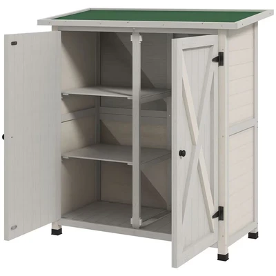 Image of Outsunny for Wood Large Garden Shed Outdoor Storage with Shelves Tool Light Grey