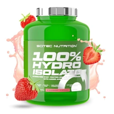 Image of Scitec Nutrition 100% Hydro Isolate Hydrolyzed with Glutamine &amp; Arginine Sugar Free, Gluten Free Post Workout Recovery, 2000 g, Strawberry