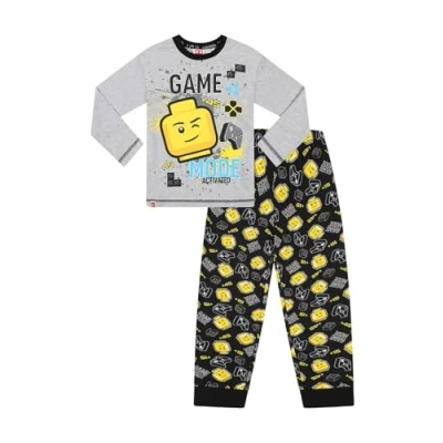 Image of LEGO Game Mode Activated Long Pyjama Set (7 8 Years) Grey