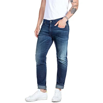 Image of REPLAY Men&#039;s Anbass Forever Jeans, 009 Medium Blue, 28 W/ 30 L
