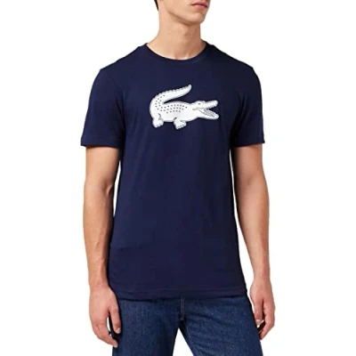 Image of Lacoste Sport BIG LOGO Sports Tshirt, Men&#039;s, Size: XXL, Navy blue/white