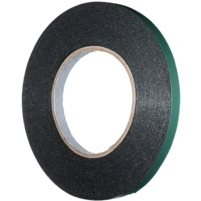 Image of YoiYee 10mm x 10m Double Sided Foam Tape, Strong Sticky Adhesive Green Film Glazing PE Sponge Strip Mounting Black