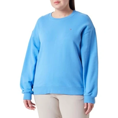 Image of Tommy Hilfiger Women&#039;s Crv Reg Flag on Chest Swtshrt Ww0ww42751 Sweatshirts, Blue (Blue Spell), 48