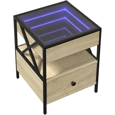Image of vidaXL Coffee Table with Infinity LED Sonoma Oak 40x40x51 cm