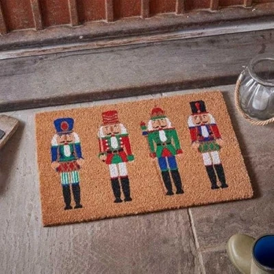 Image of Marco Paul Merry Christmas Coir door Mats Durable Indoor and Outdoor Natural Weather Resistant Entrance front mat welcome for Decoration (Nutcrackers)