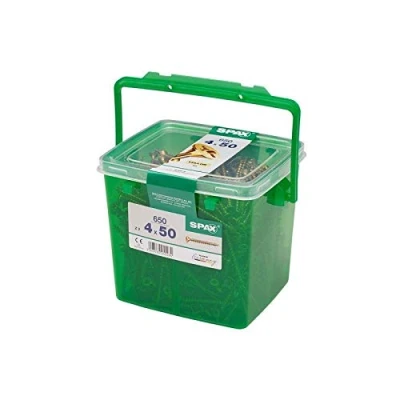 Image of Spax 4mm x 50mm Yellow Coated Pozi Screws, Tub of 650