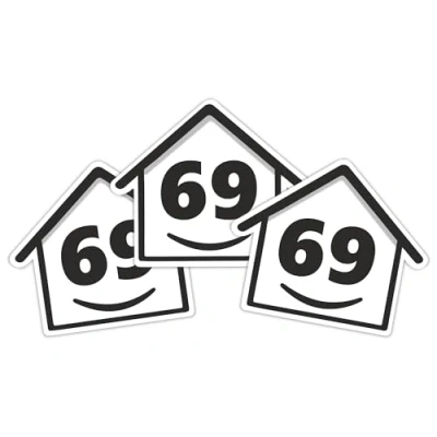 Image of 3 x Bin Numbers for Wheelie Bins, House Design 0 99 Stickers, 16 cm Stickers Self Adhesive Numbers, Weatherproof Vinyl Number (69)